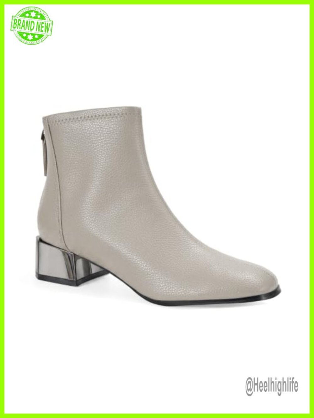 Lambskin Insole Square Toe Ankle Boots Back Zip Block Heel
